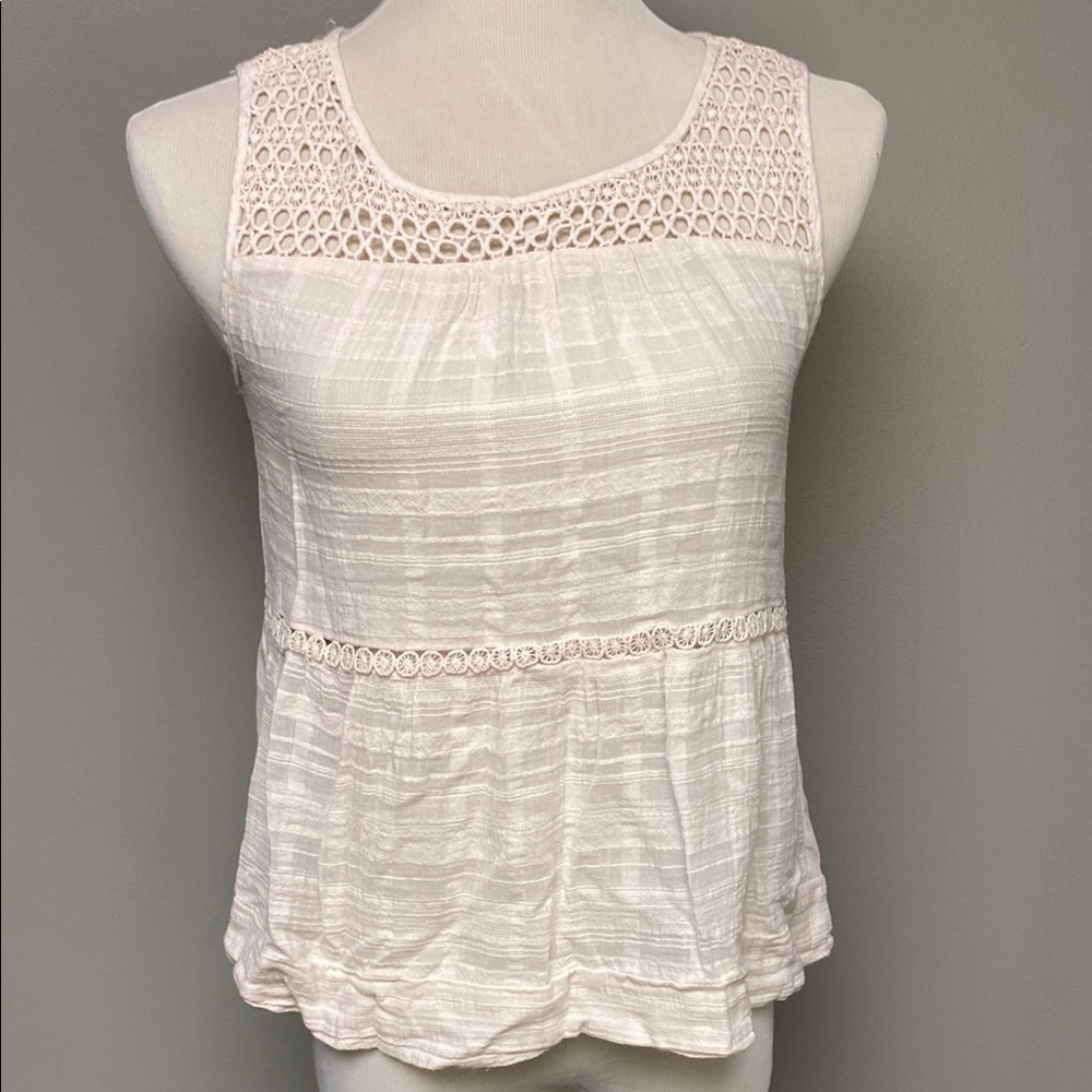 LOFT White Cropped Smocked Tank Top